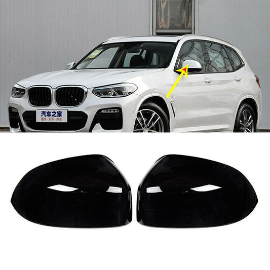 for BMW X3 X4 G01 G02 2018 2019 Gloss Black ABS 2x Rearview Mirror Cap Cover