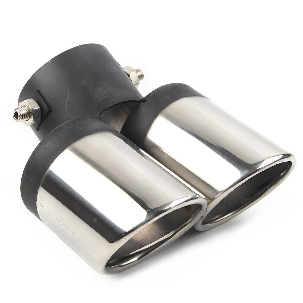 Universal Dual Rear Exhaust Pipe Trim Tip Tail Pipe Muffler End Stainless Steel