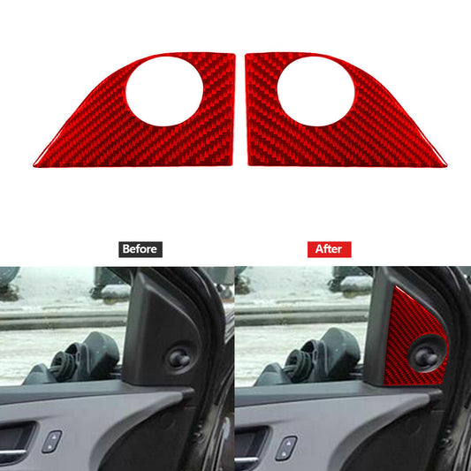 2Pcs Red Carbon Fiber Door's Pillar Cover Trim Type B for Chevrolet Sonic 12-16