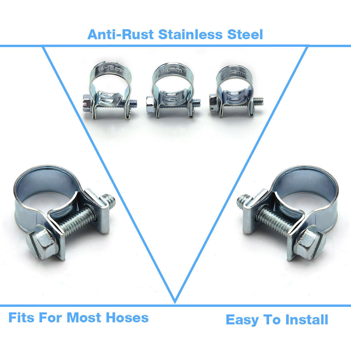 30 x 1/4 inch 5/16 inch 3/8 inch fuel injection gas hose worm gear hose clamp pipe clamp