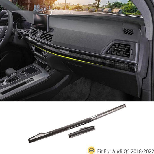 for Audi Q5 2018-2024 Carbon Fiber Look Central Console Dashboard Strip Trim 2P