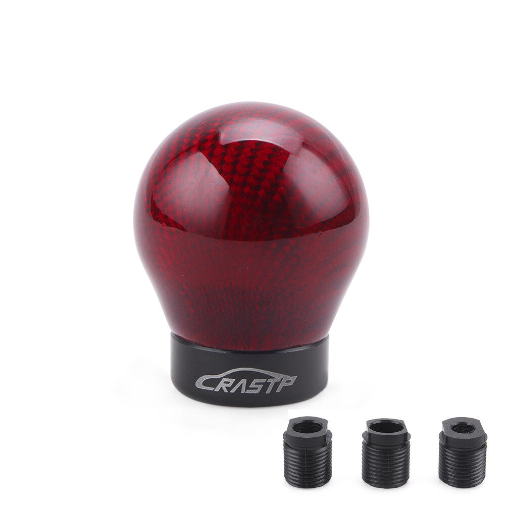 Black/Red Real Carbon Fiber Ball Manual Gear Shift Knob Shifter M8 M10 M12