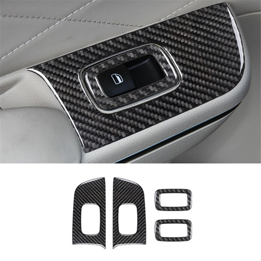 Rear Window Lift Button Trim Panel Cover Carbon Fiber for Chrysler 300 2015-2017
