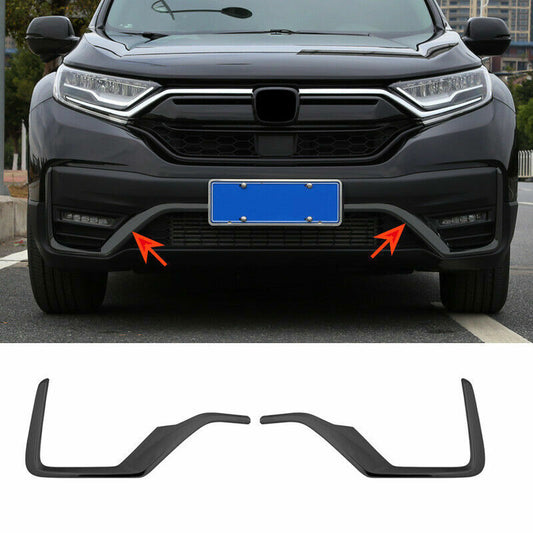 2P Glossy Black Front Bumper Fog Light Trim Strips for Honda CRV CR-V 2020-2022