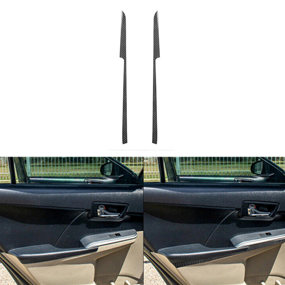 Carbon Fiber Interior Rear Door Panel Cover Trim Strip for Toyota for Camry 2012-14