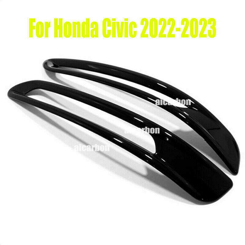 2PCS Gloss Black Rear Fog Light Eyelid Frame Cover Trim for Honda for Civic 2022-24