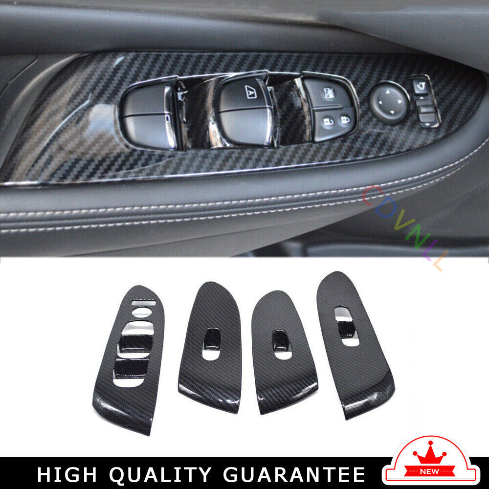 Glass Window Lifting Lock Panel Trim 4 for Nissan 2015-2021 Murano Carbon Fiber