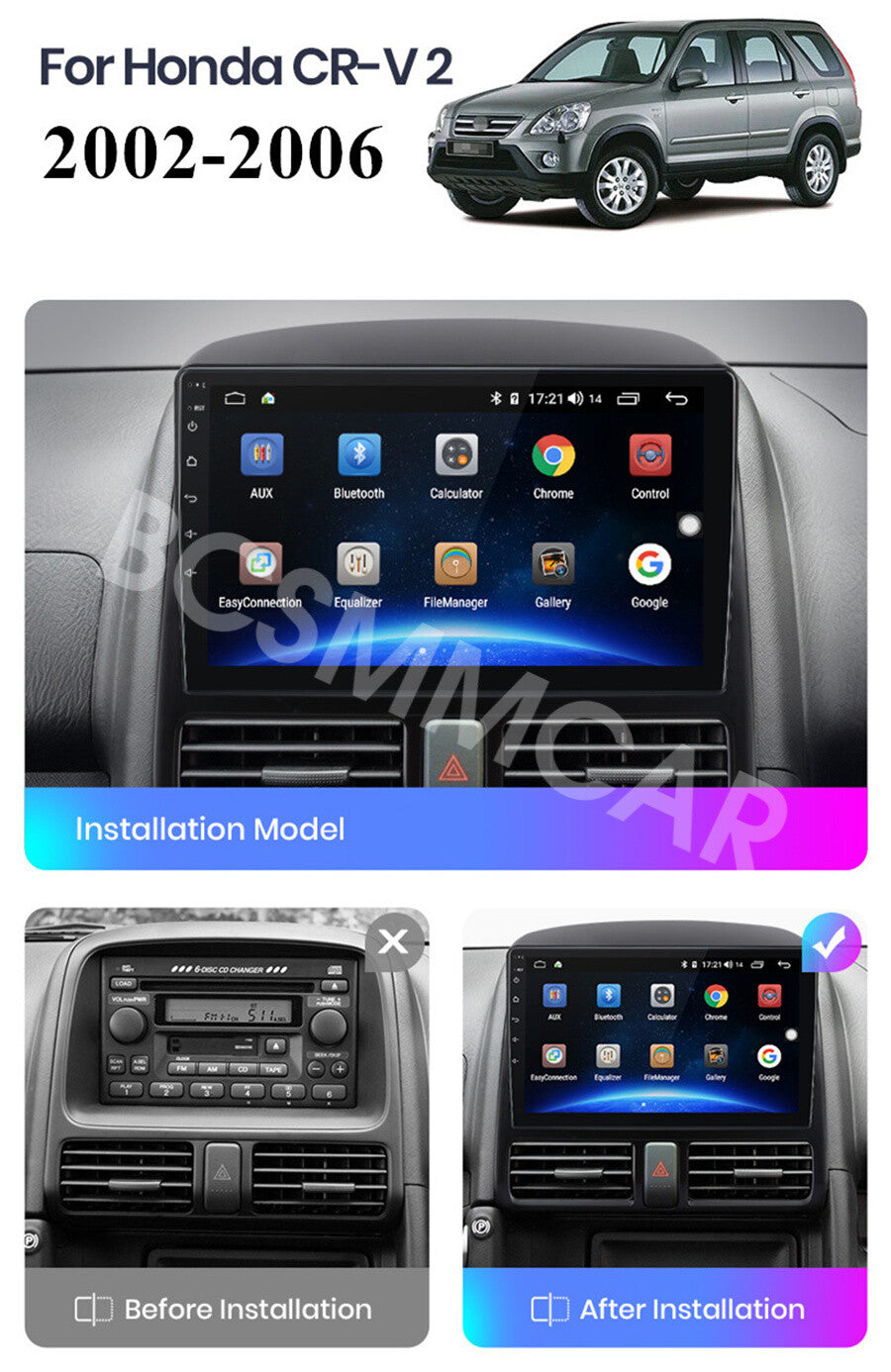 Car Stereo Radio Player Android Touch Screen GPS FM Fit for Honda CRV 2002-2006
