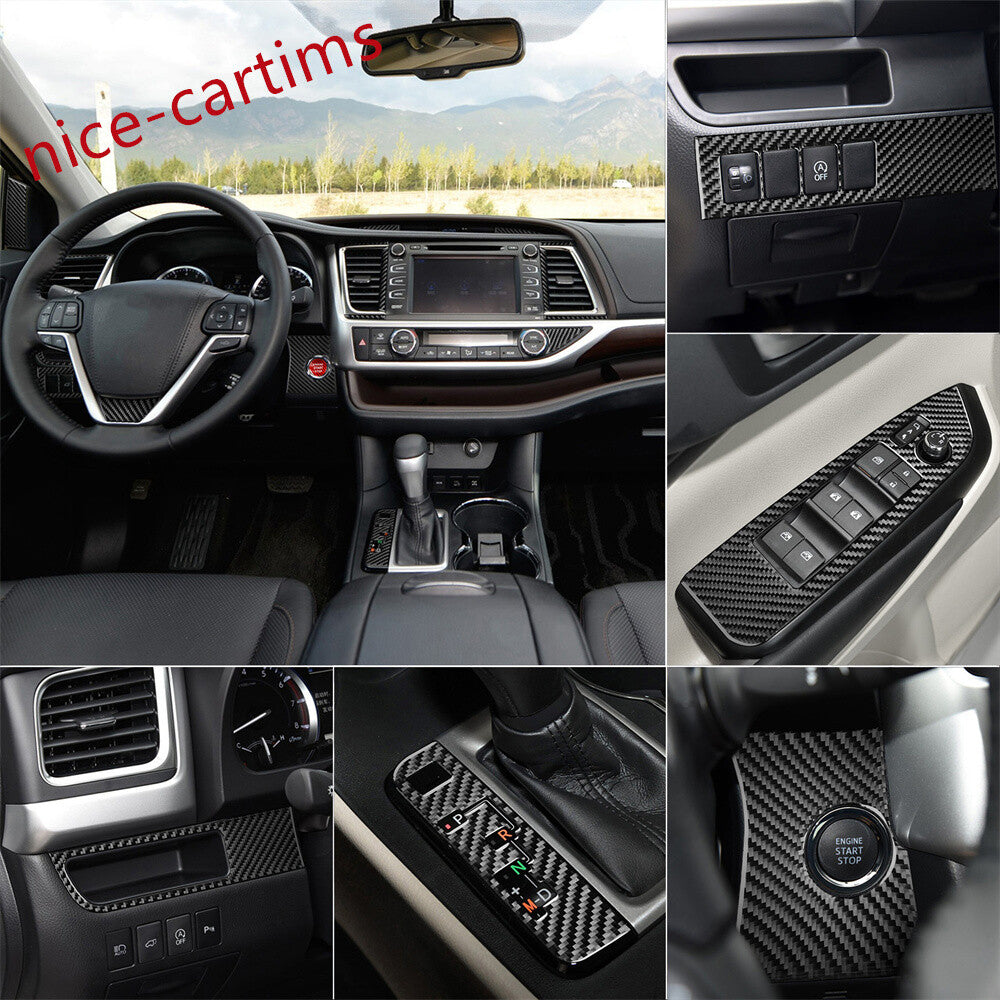 36Pcs Carbon Fiber Car Interior Full Set Trim Kits for Toyot@ Highlander 2014-19