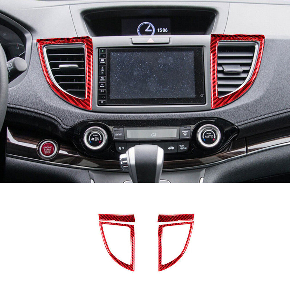 Red Carbon Fiber Central Air Conditioner Outlet Trim for Honda CRV CR-V 2012-16