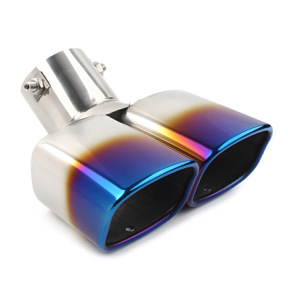 Universal Dual Car Steel Rear Exhaust Pipe Tail Muffler Tip Square Accessories