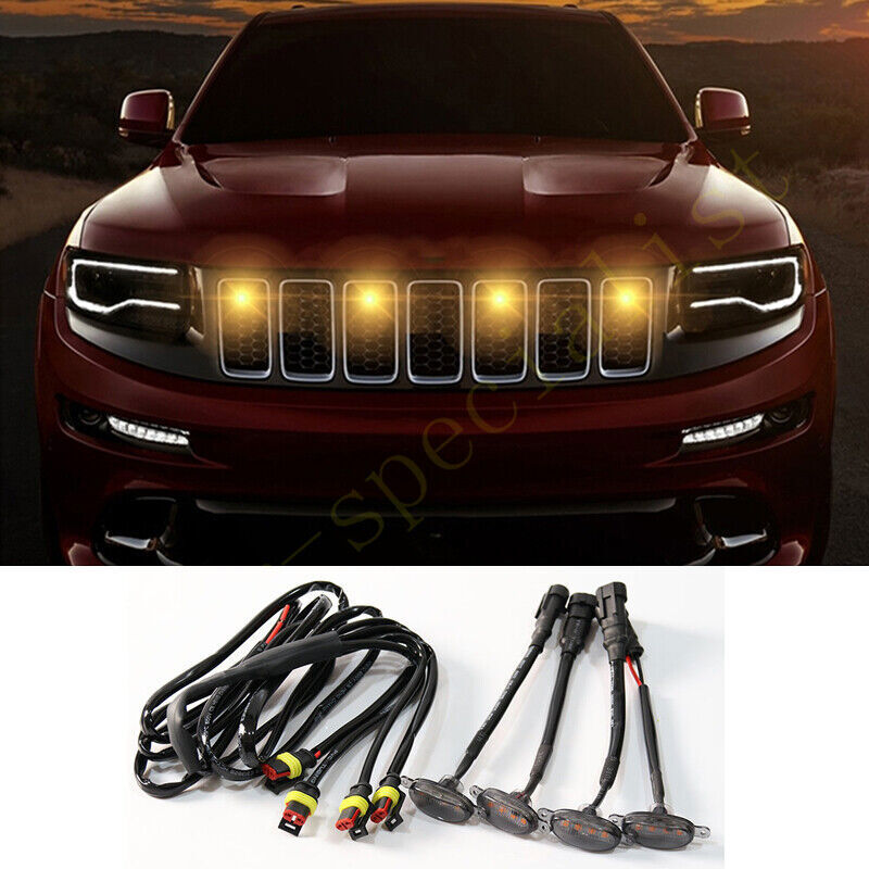 for Jeep Cherokee 2019-2024 Style Grill Amber LED smoke Marker Light Kit
