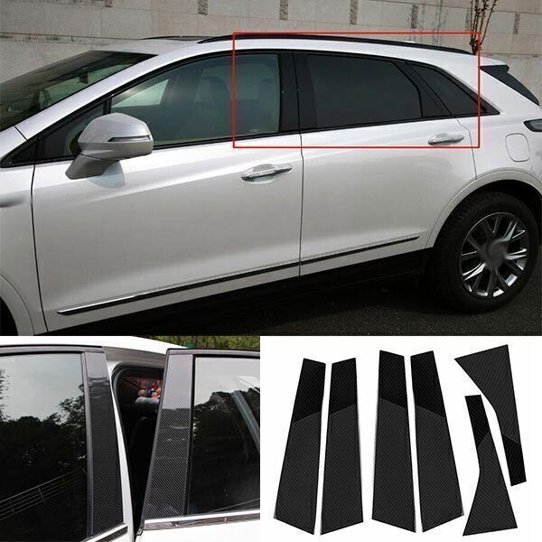 for Cadillac XT5 2017-23 Carbon Fiber Pillar Post Door Window Molding Strip Trim