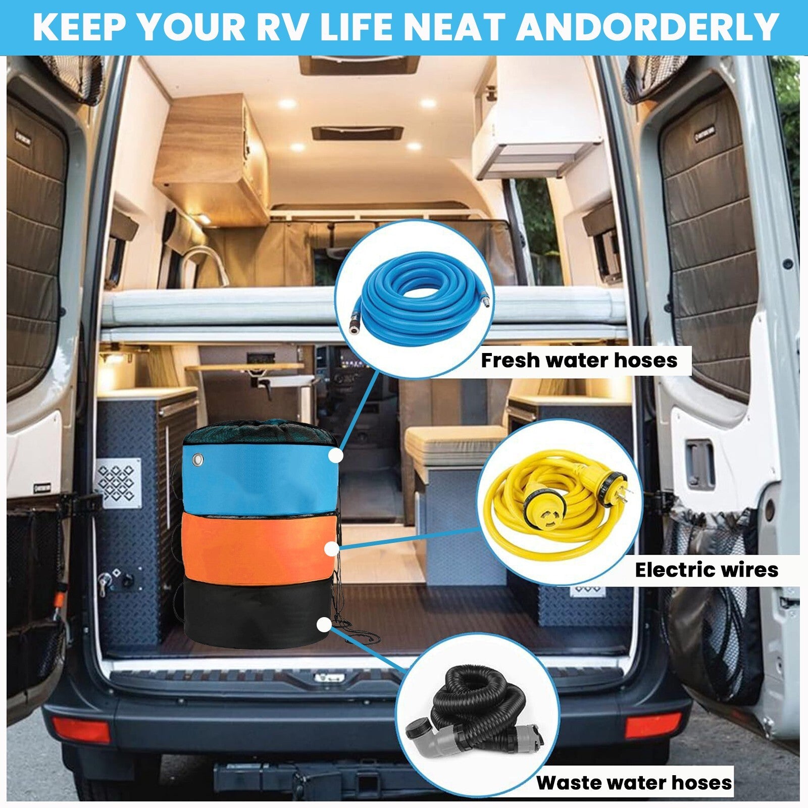 3 color rv equipment storage utility bags RV hose storage bags Waterproof